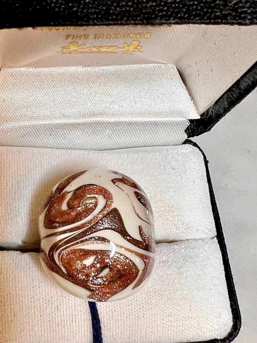Milor Murano Glass Ring Size 8 Italy NWT Brown Gold Cream